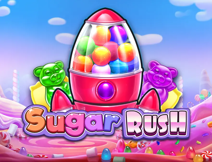 Sugar Rush pokie cover art available at Reef Spins Casino